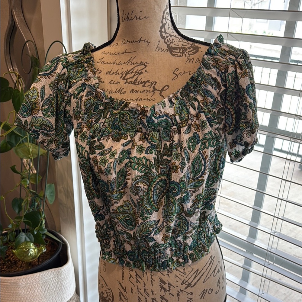 Green Paisley Women's Top